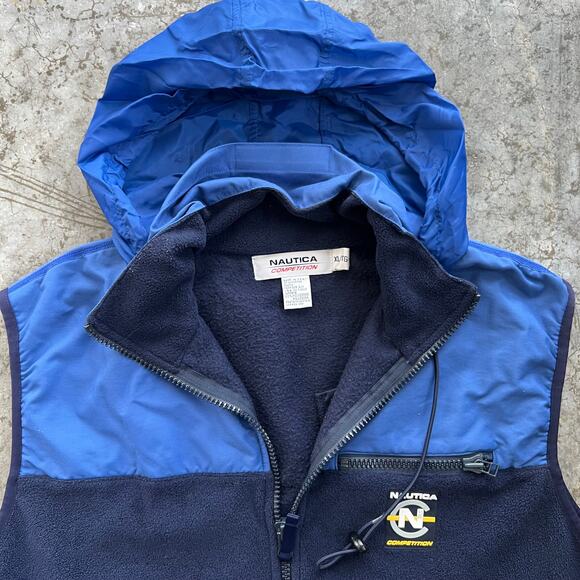 Vintage Nautica Competition Navy Colorblock Fleece Vest XL - Picture 2 of 6
